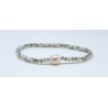 Pulsera Elástica Tupi Gris + Centro Perla