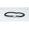 Pulsera Elástica Tupi Negra + Centro Perla