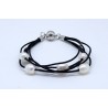 Pulsera Cordon Negro Y Perlas