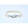 Pulsera Elástica Perlas - Alas Plata