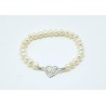 Pulsera Elástica Perlas - Corazón De Plata