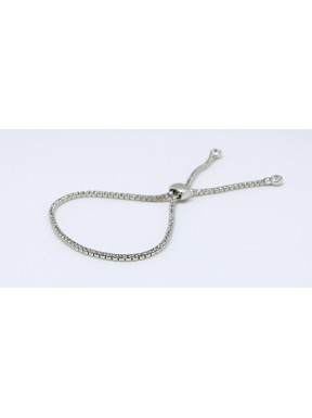 Pulsera Rodio + Simil Ajustable Con Tope
