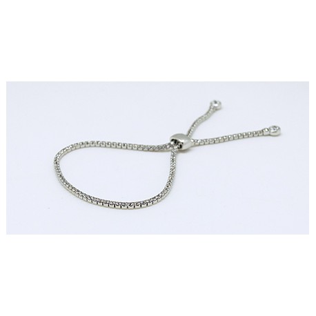 Pulsera Rodio + Simil Ajustable Con Tope