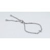 Pulsera Cruz Rodio + Simil, Ajustable Con Tope