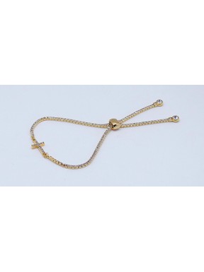 Pulsera Cruz Gold + Simil, Ajustable Con Tope