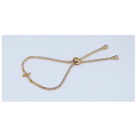 Pulsera Cruz Gold + Simil, Ajustable Con Tope