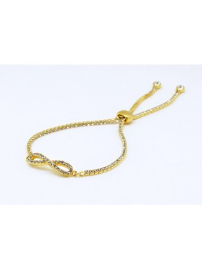 Pulsera Gold Color Infinito + Simil Con Tope