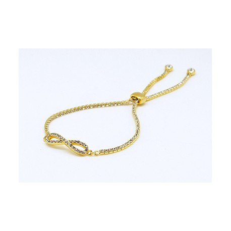 Pulsera Gold Color Infinito + Simil Con Tope