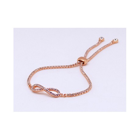 Pulsera Rose Gold Infinito + Simil Con Tope