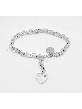Pulsera Plateada + Abalorio Corazón