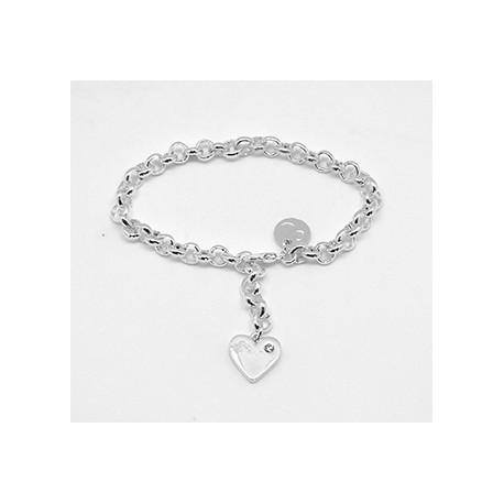 Pulsera Plateada + Abalorio Corazón