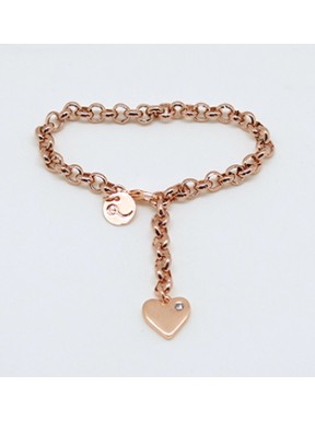 Pulsera Rose Gold + Abalorio Corazón