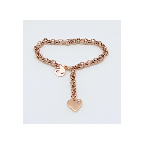 Pulsera Rose Gold + Abalorio Corazón