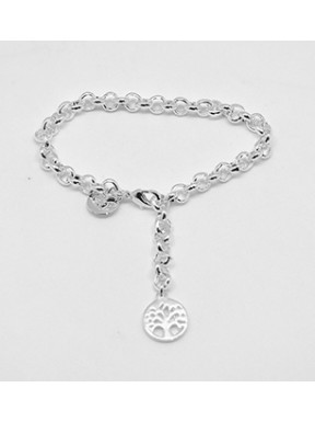 Pulsera Plateada + Abalorio Árbol