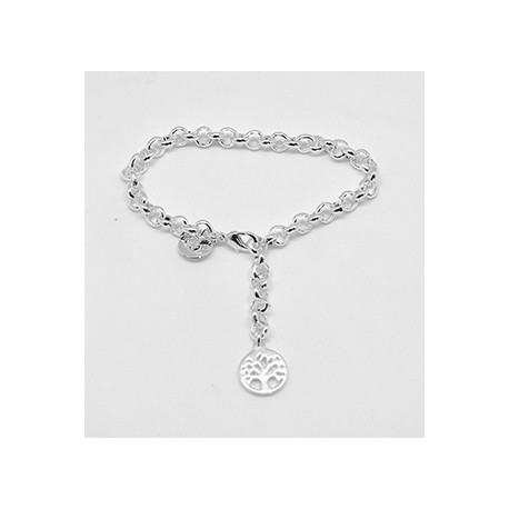 Pulsera Plateada + Abalorio Árbol