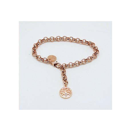 Pulsera Rose Gold + Abalorio Árbol