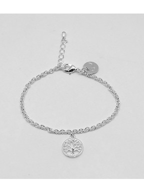 Pulsera Plateada + Abalorio Árbol