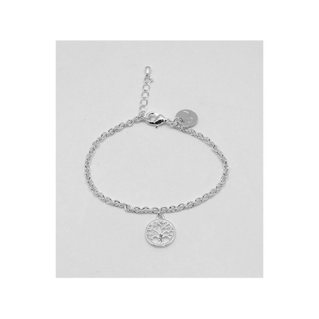 Pulsera Plateada + Abalorio Árbol