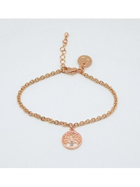 Pulsera Rose Gold + Abalorio Árbol