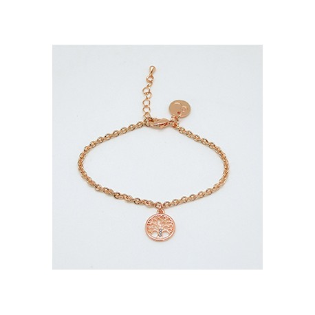 Pulsera Rose Gold + Abalorio Árbol