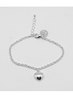 Pulsera Plateada + Abalorio Corazón