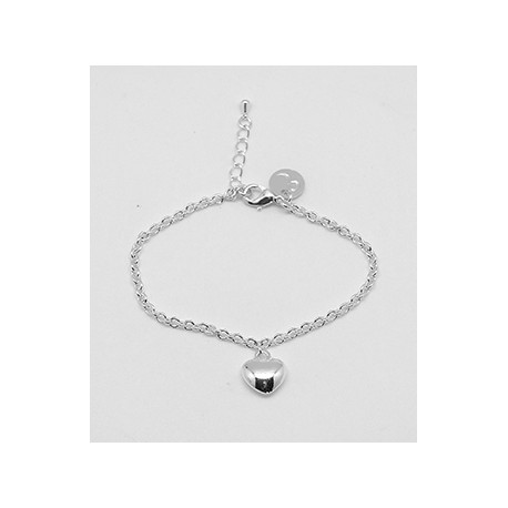 Pulsera Plateada + Abalorio Corazón