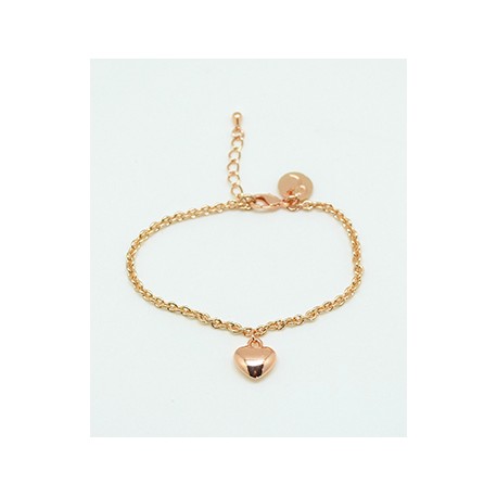Pulsera Rose Gold + Abalorio Corazón