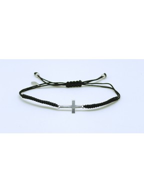Pulsera Trenzada + Cruz De Plata