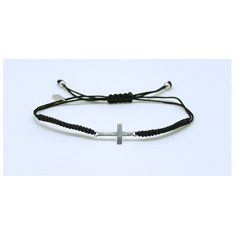 Pulsera Trenzada + Cruz De Plata