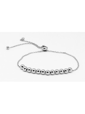 Pulsera Plata Cadena Con Bolitas