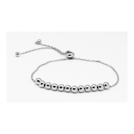 Pulsera Plata Cadena Con Bolitas
