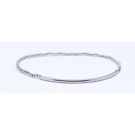 Pulsera Bolas + Centro Tubo PLata