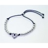 Pulsera Cuero + Bolas y Corazón De Plata