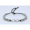 Pulsera Cuero + Bolas y Infinito De Plata