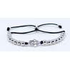 Pulsera Cuero + Bolas y Mano De Fátima De Plata