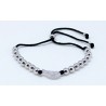 Pulsera Cuero + Bolas y Ala De Plata