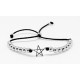 Pulsera Cuero + Bolas y Estrella De Plata