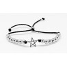 Pulsera Cuero + Bolas y Estrella De Plata