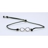 Pulsera Cuero Ajustable Ala + Bolas Plata