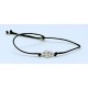 Pulsera Cuero Ajustable Mano de Fatima + Bolas Plata