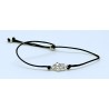 Pulsera Cuero Ajustable Mano de Fatima + Bolas Plata