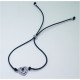 Pulsera Cuero Ajustable Corazón + Bolas Plata