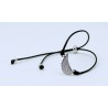 Pulsera Cuero Ajustable Ala + Bolas  Plata