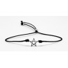 Pulsera Cuero Ajustable Estrella + Bolas Tope Plata