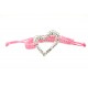 Pulseras Trenzada rosa + Motivo Corazón Plata Y Simil
