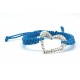 Pulseras Trenzada Azul + Motivo Corazón Plata Y Simil