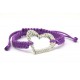 Pulseras Trenzada Lila + Motivo Corazón Plata Y Simil